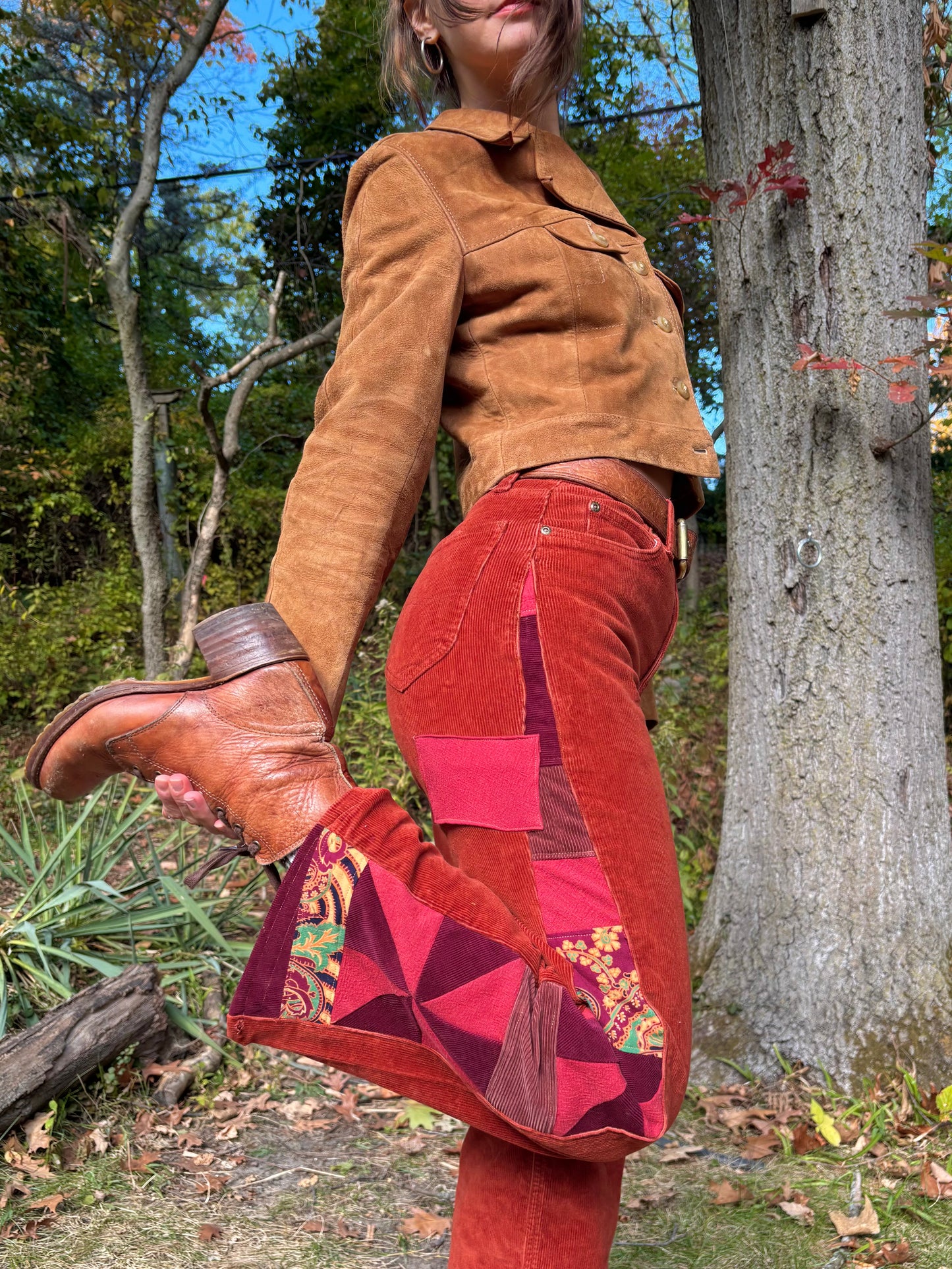 Rust Red Pinwheel Lee Corduroys