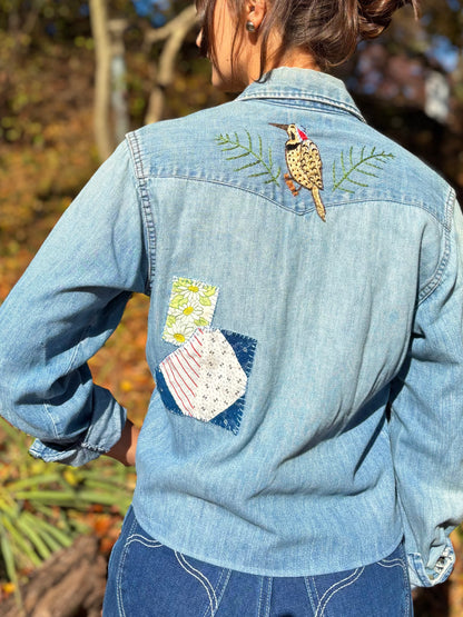 1970s Northern Flicker Embroidered Pearl Snap